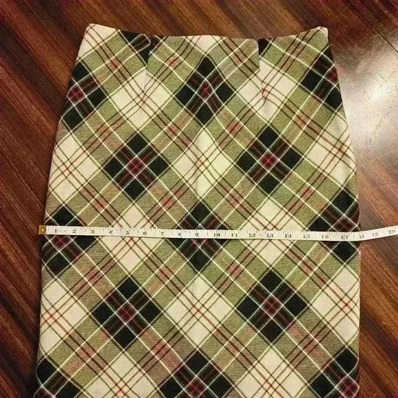 Brooks Brothers 346 Wool Mini Skirt Sz 2 Black White Tartan Plaid Lined Academia - Picture 7 of 11